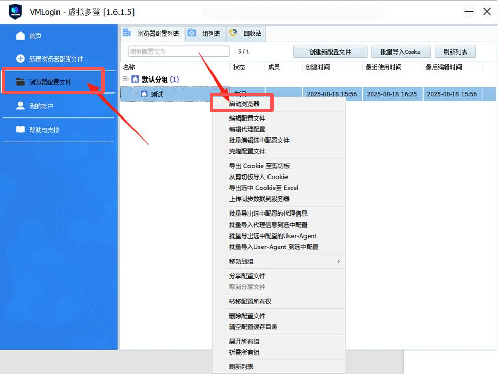 启动浏览器配置文件